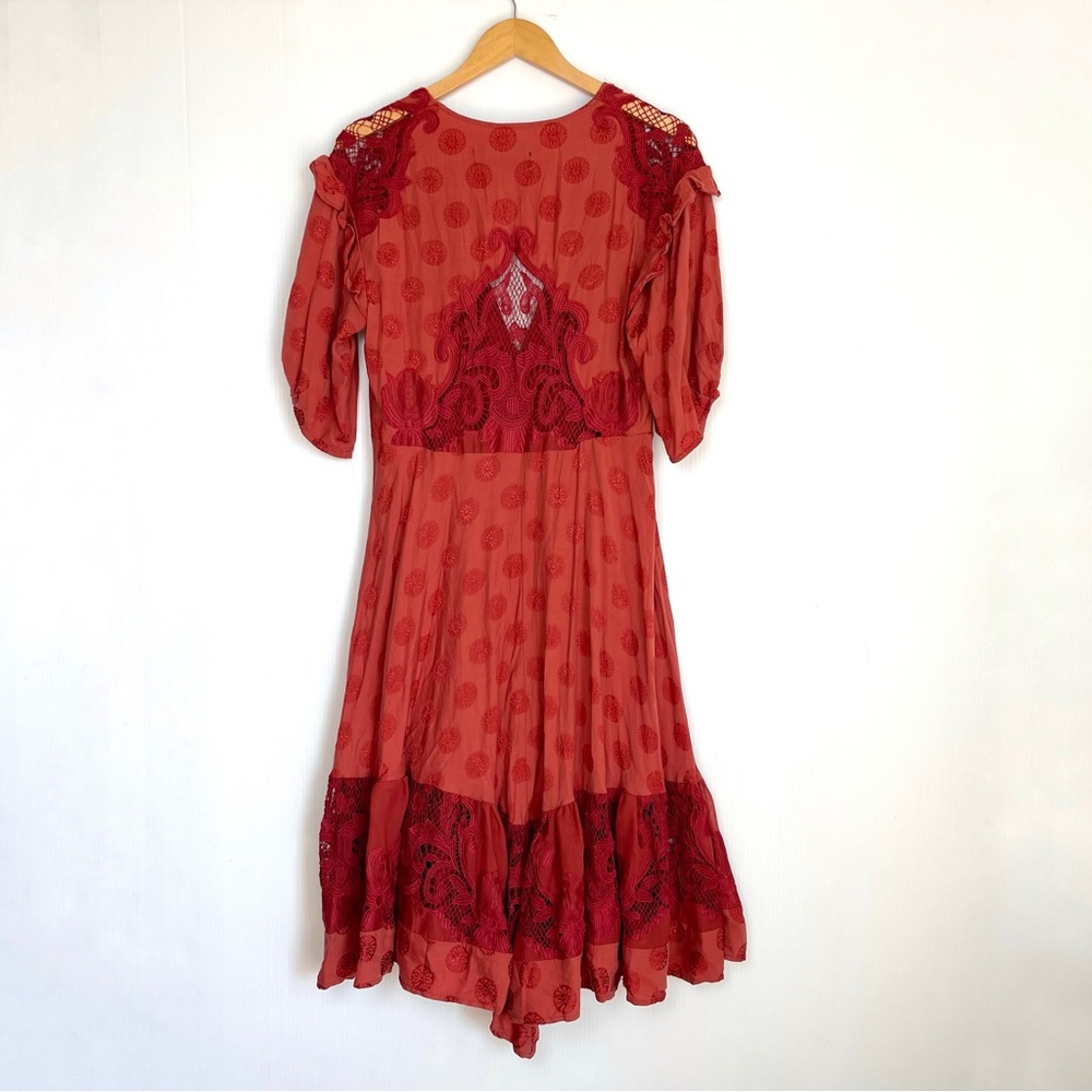 Free People Stevie Bobo Burnt Orange Red Midi Dress - Picture 11 of 14